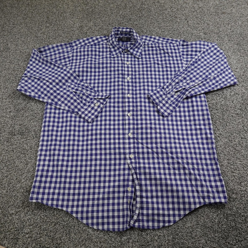 VTG Abercrombie Fitch Shirt Mens L Blue White Long Sleeve Button Up Big USA 90s